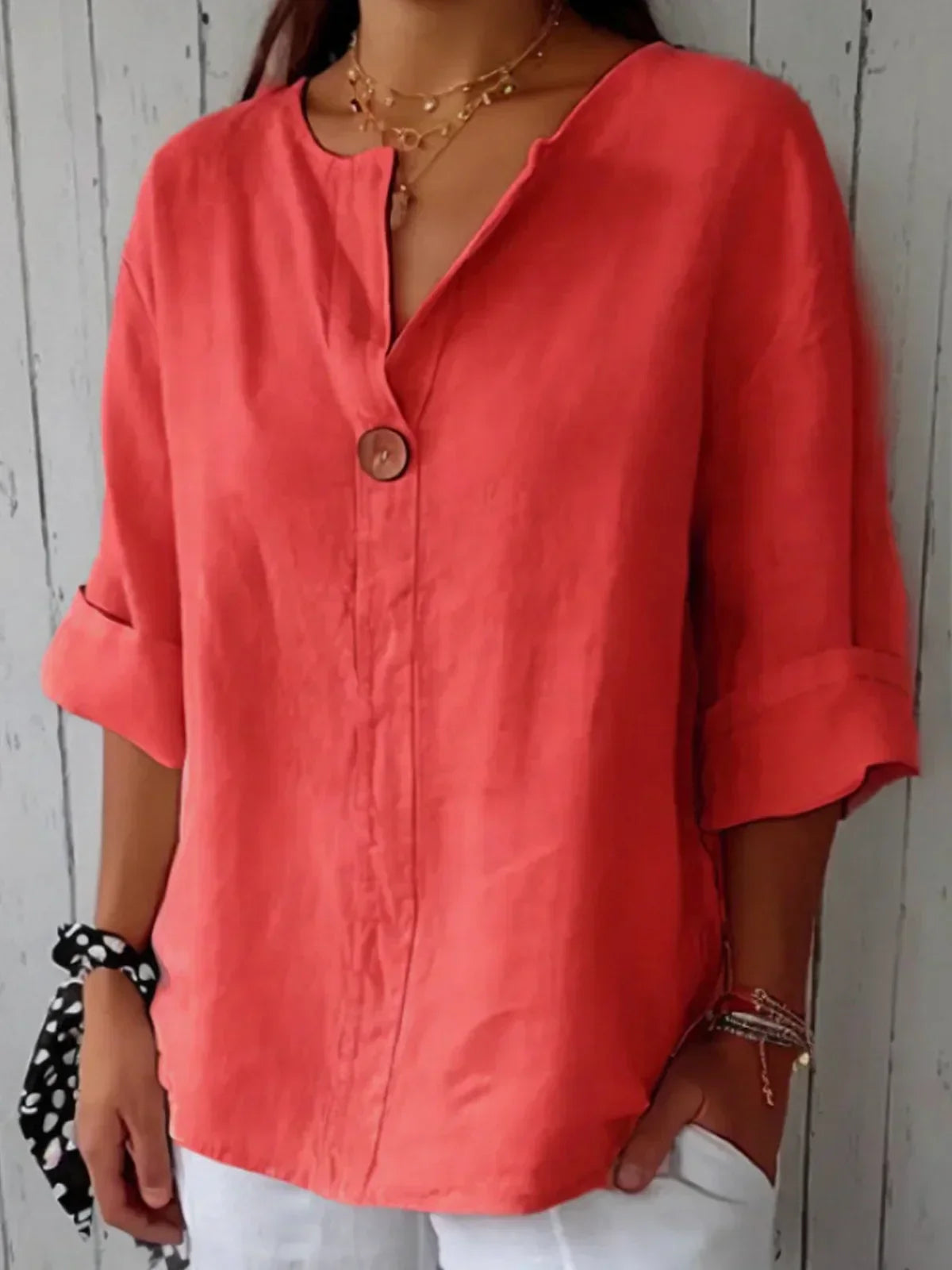 Rose | Cotton V-neck Blouse