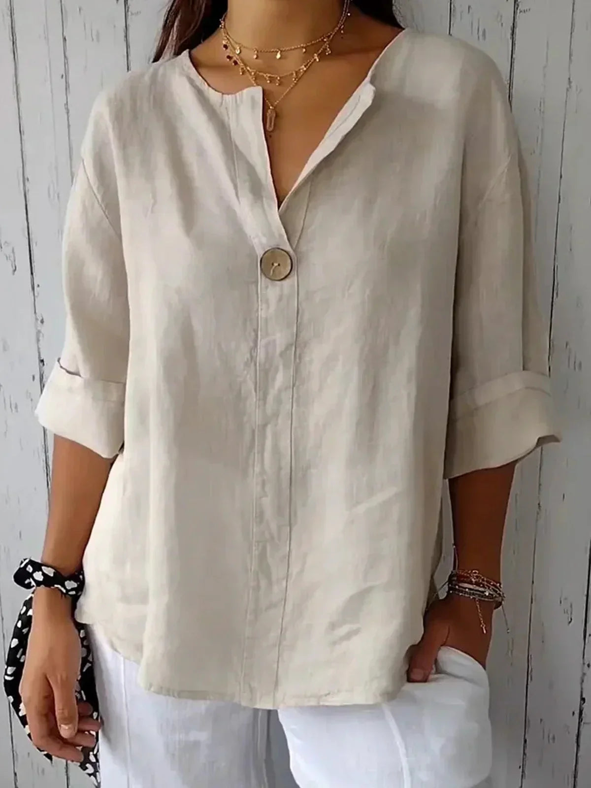 Rose | Cotton V-neck Blouse