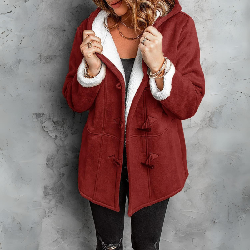 Every - Plush Hooded Toggle Coat for Women