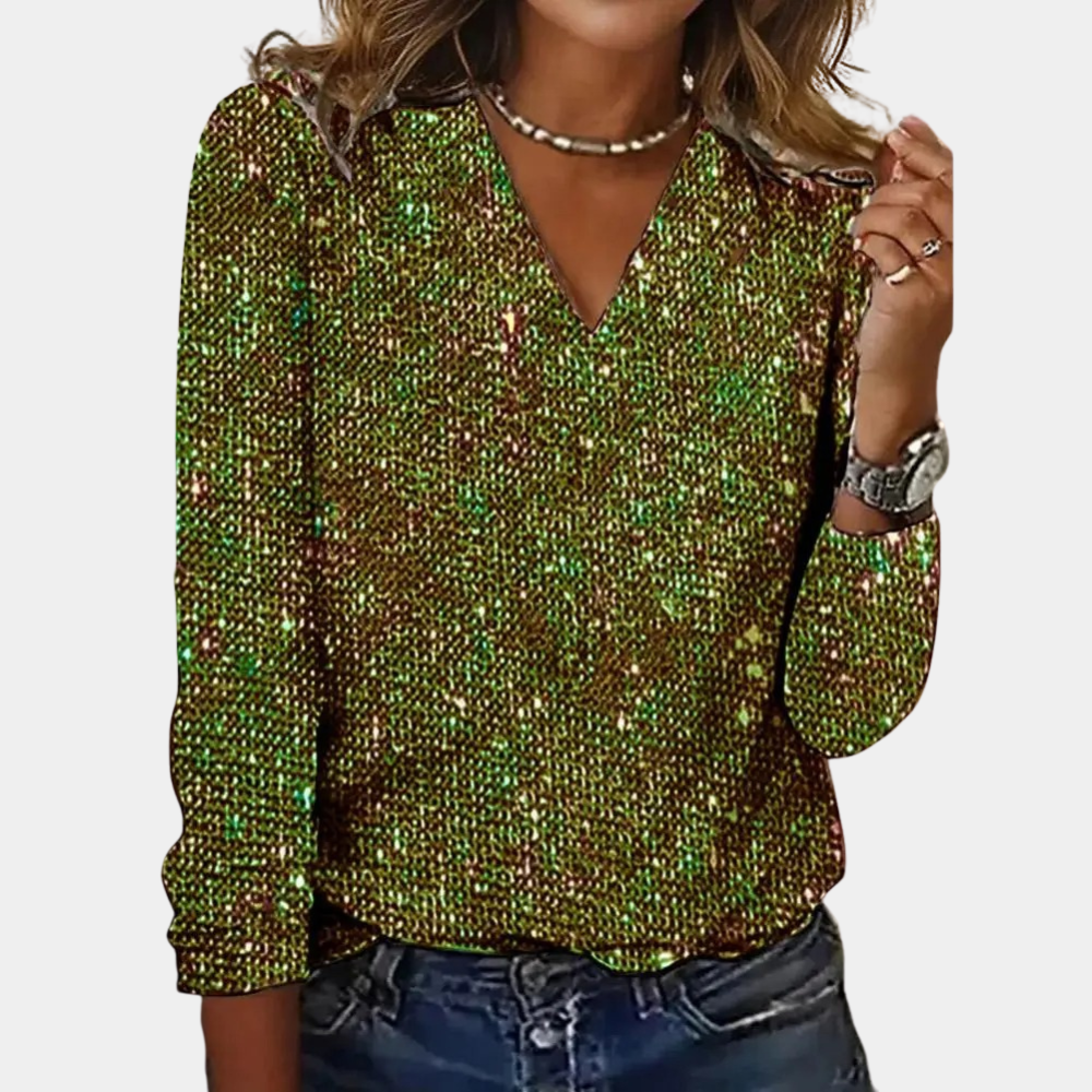 DAISY | GLITTER V-NECK TOP