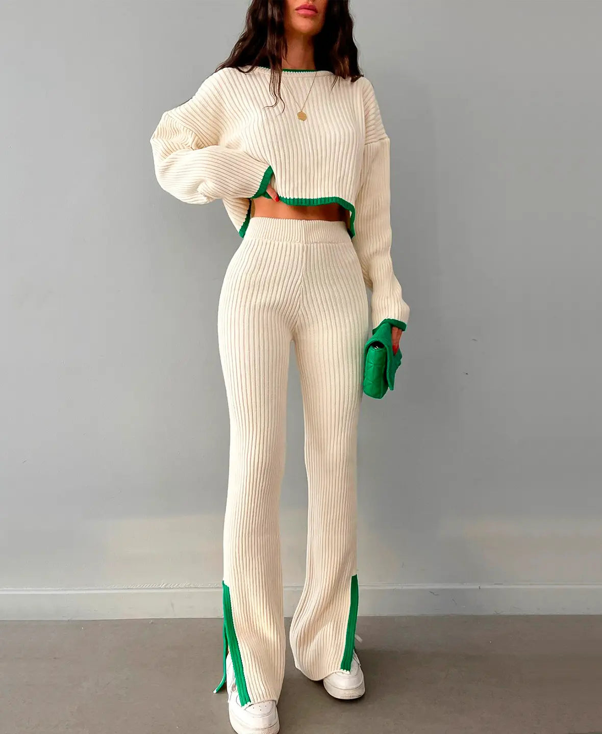 Lina | Ribbed Cropped Knitwear Set