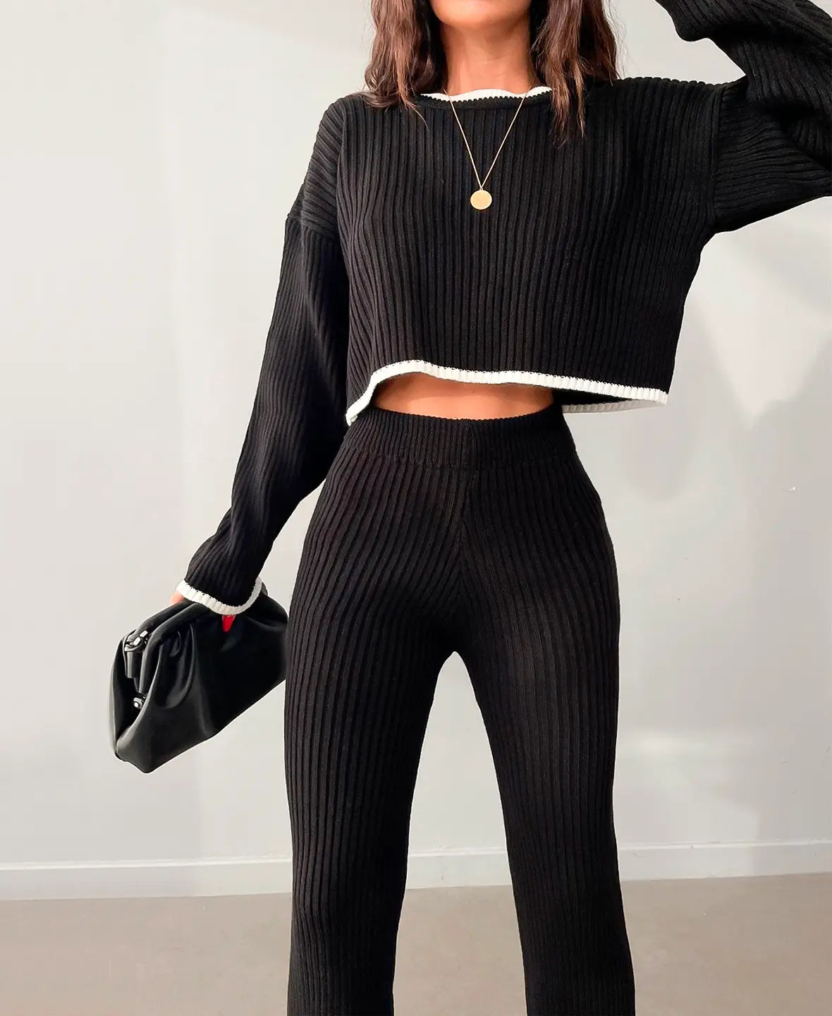 Lina | Ribbed Cropped Knitwear Set