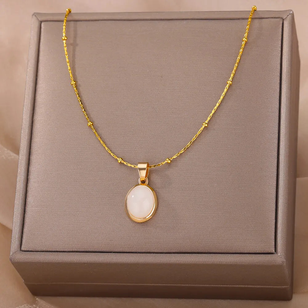Aurora Opal Oval Necklace