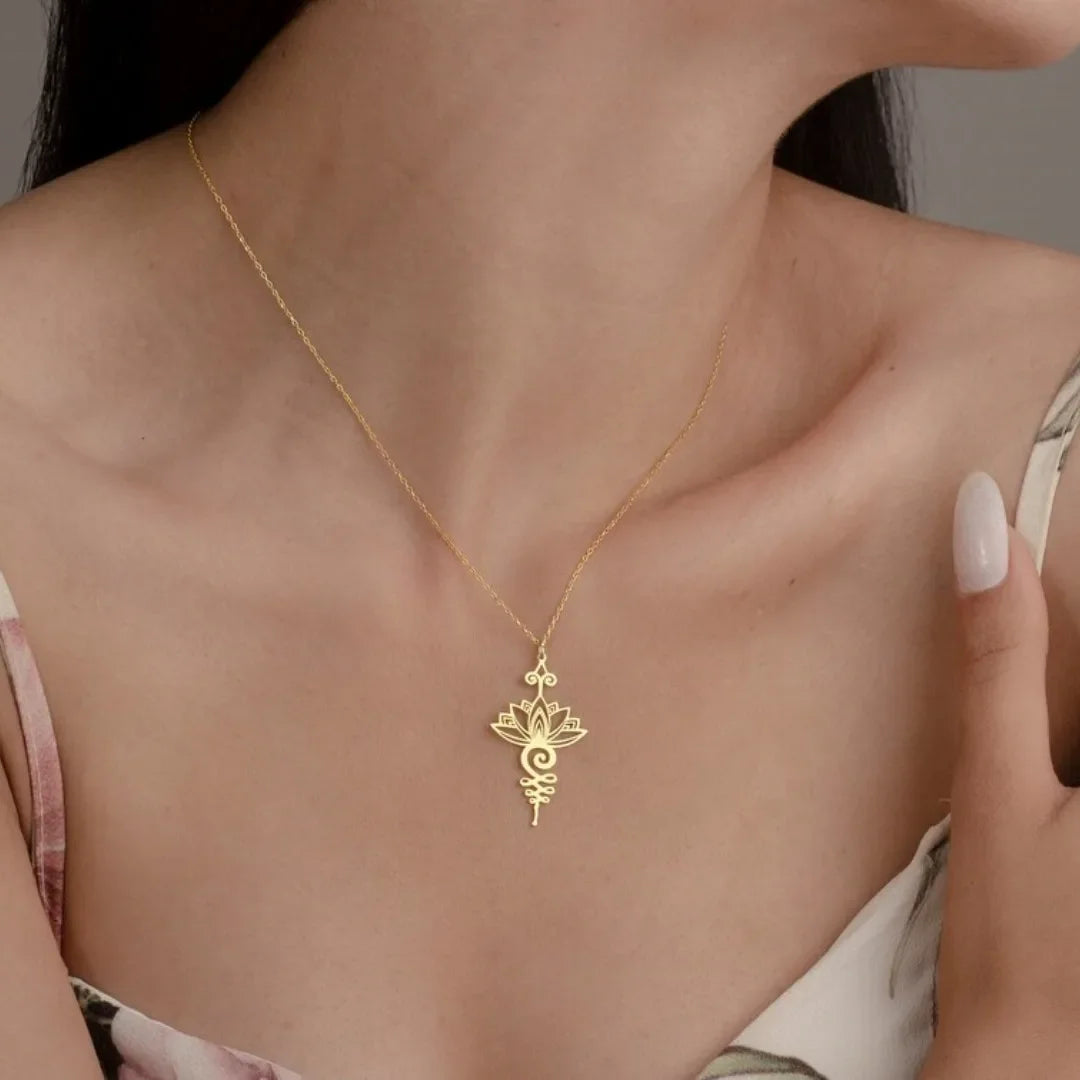 Serenity Lotus Unalome Necklace