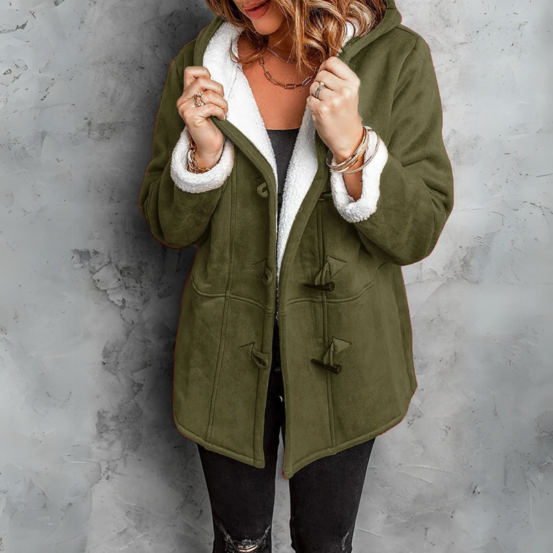 Every - Plush Hooded Toggle Coat for Women