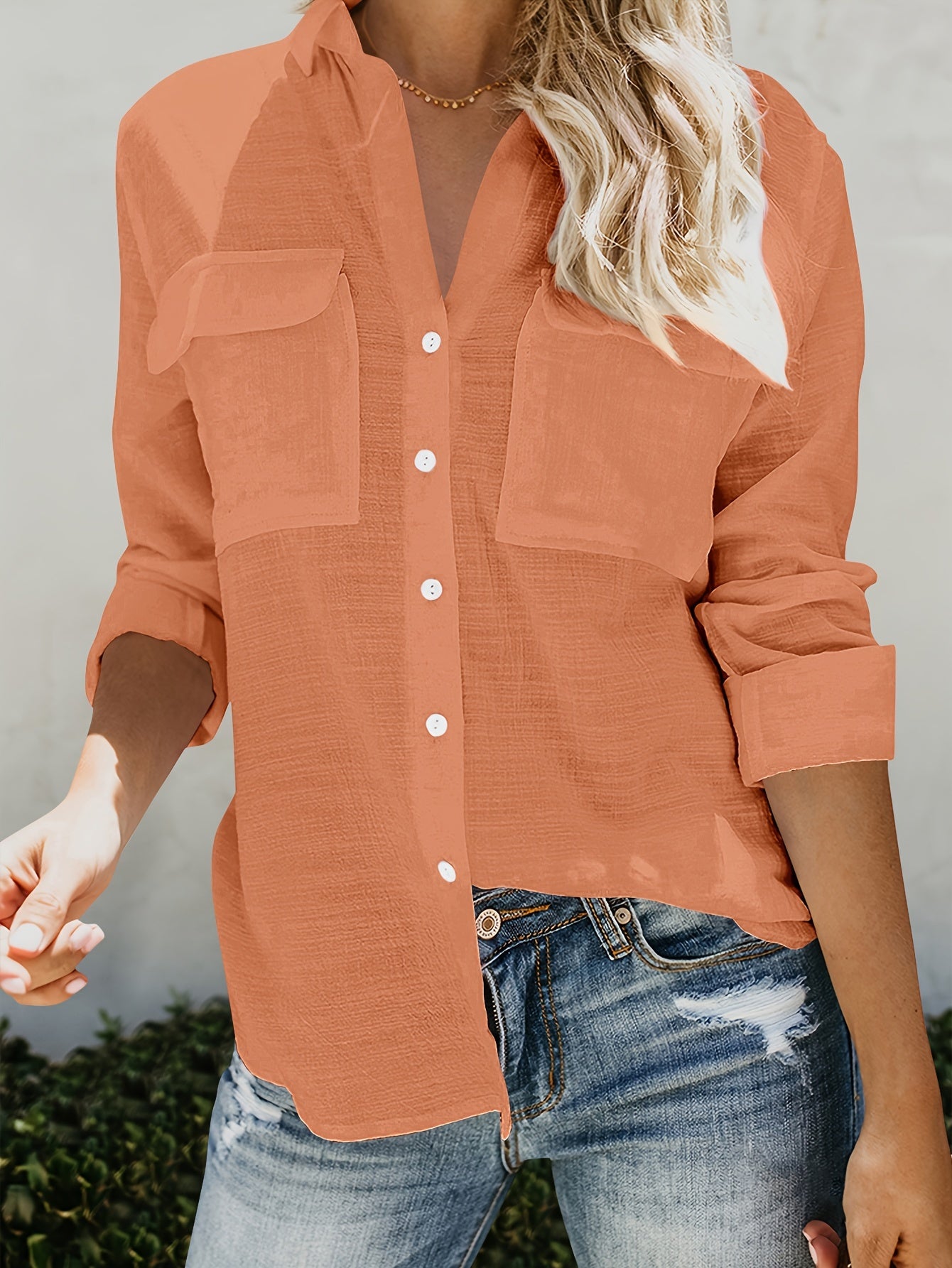 Marry | Long Sleeve V-Neck Casual Shirt