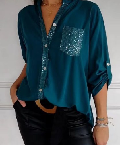 Harlow™ Sparkle Button-Up Blouse